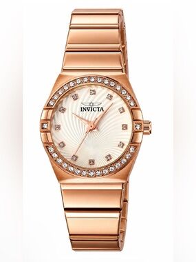 Invicta Angel Women's Watch - 27.8mm, Rose Gold Crystal Bezel NEW